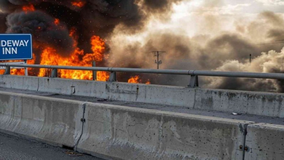Major fire and explosion near Sideway Inn following earthquake China-Myanmar border region disaster