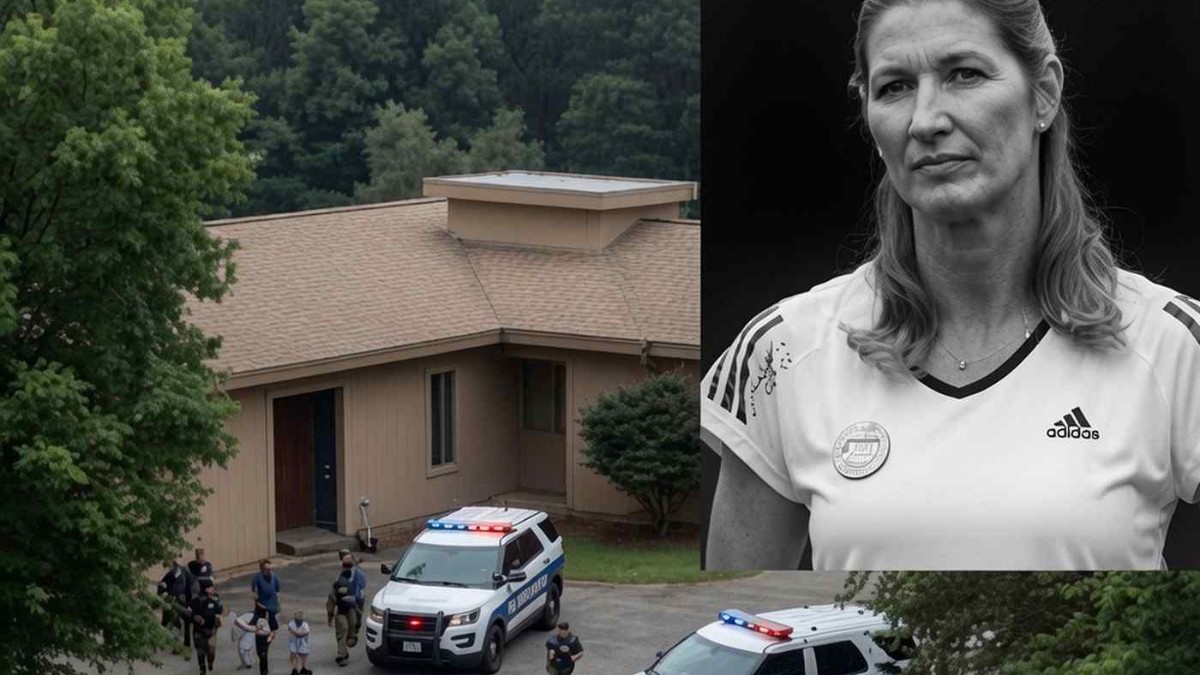 Police vehicles and law enforcement at residential building in tribute to Jaden Agassi Jaz Agassi