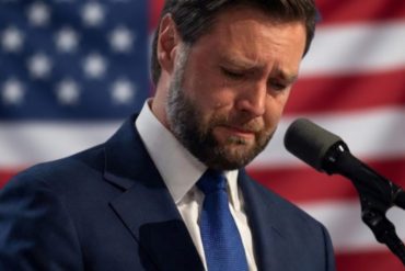 JD Vance 2028 presidential candidate speaking at podium with American flag background