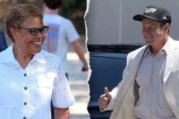 Los Angeles mayoral race candidates campaign event with supporters smiling outdoors