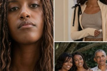 Malia Obama portrait and family photos collage showing different moments