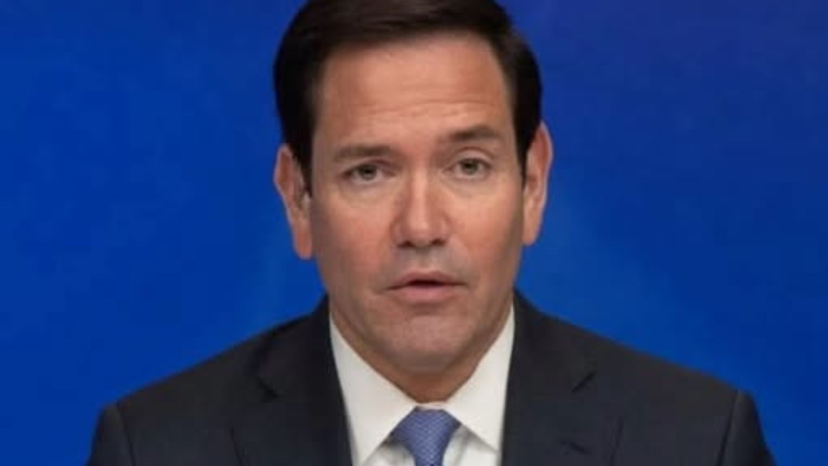 Marco Rubio Iran negotiations discussion on blue background