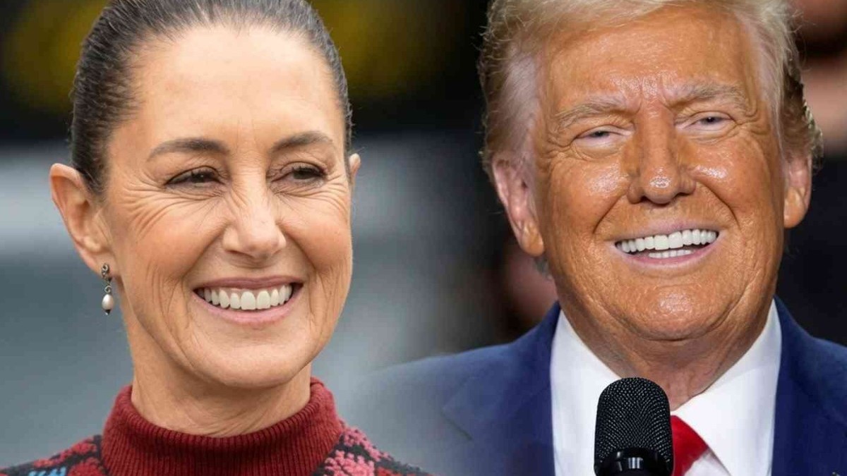 Mexican President and Trump at political event smiling together