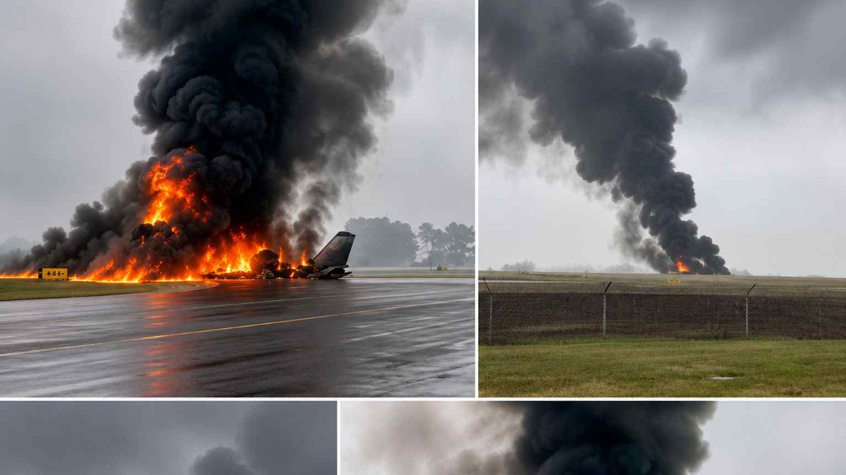 Devastating plane crash 244 passengers aircraft fire emergency runway disaster