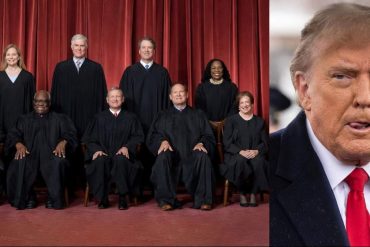 Supreme Court justices in official photo with Trump administration official portrait