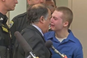 Teen sentenced 452 years stands with military officials and legal representatives during courthouse proceeding
