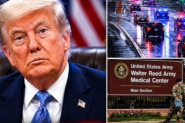 Trump health examination at Walter Reed Army Medical Center with emergency vehicles