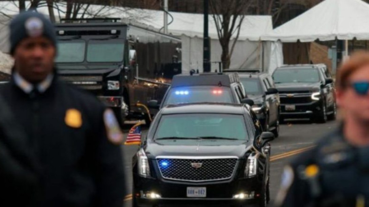 Secret Service vehicle with security personnel during White House shooting incident response