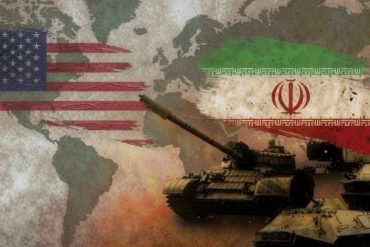 US and Iran nuclear agreement negotiations represented by flags and military imagery on world map