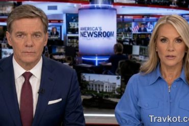 News anchors reporting on missing scientists NASA story in America's Newsroom studio