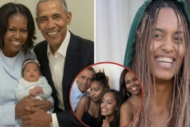 Michelle Obama meets Malia's newborn