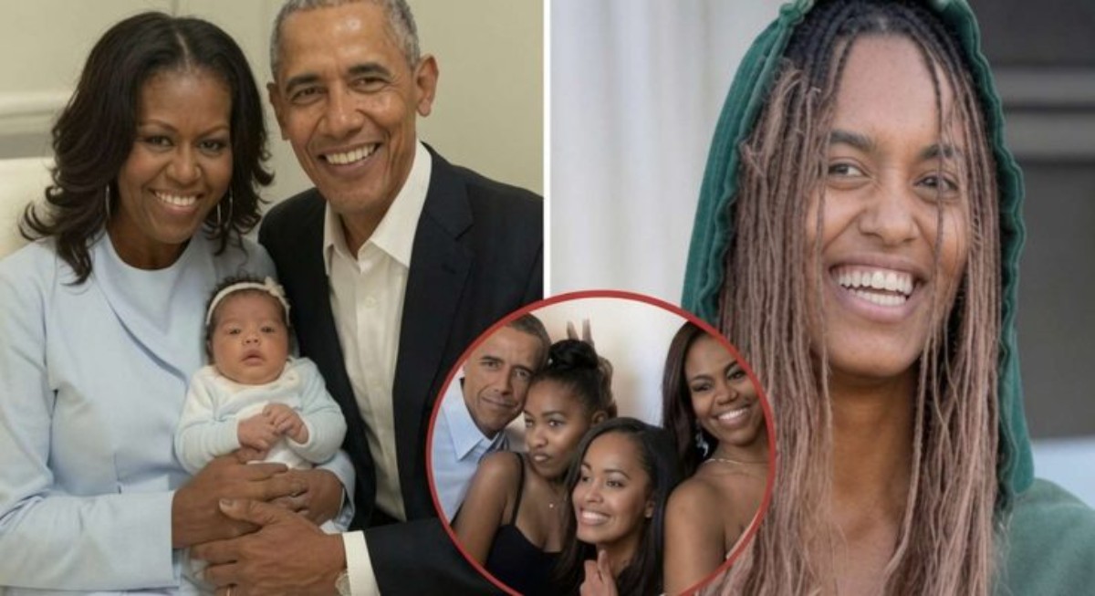 Michelle Obama meets Malia's newborn