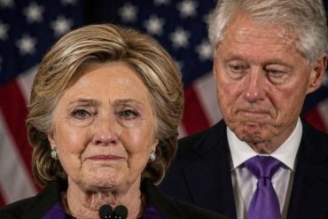 Clinton and Trump at UFC White House event with American flag backdrop
